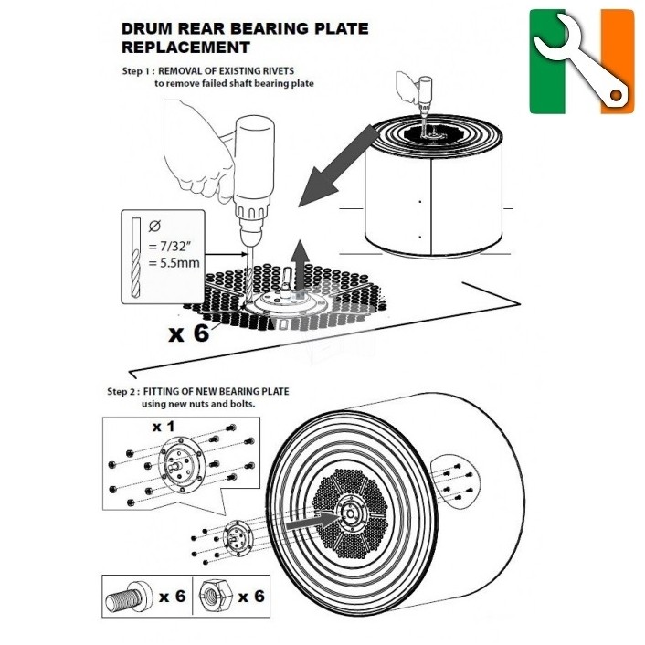 Hotpoint Riveted Drum Shaft Repair Kit Genuine - Rep of Ireland - 1-2 Days An Post - Buy from Appliance Spare Parts Direct Ireland.